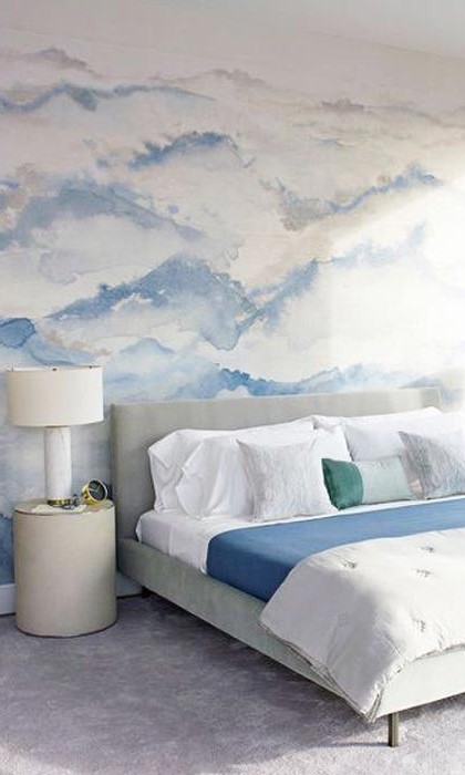 نمونه دیگری از کاغذ دیواری اتاق خواب مشابه نقاشی های آبرنگ
